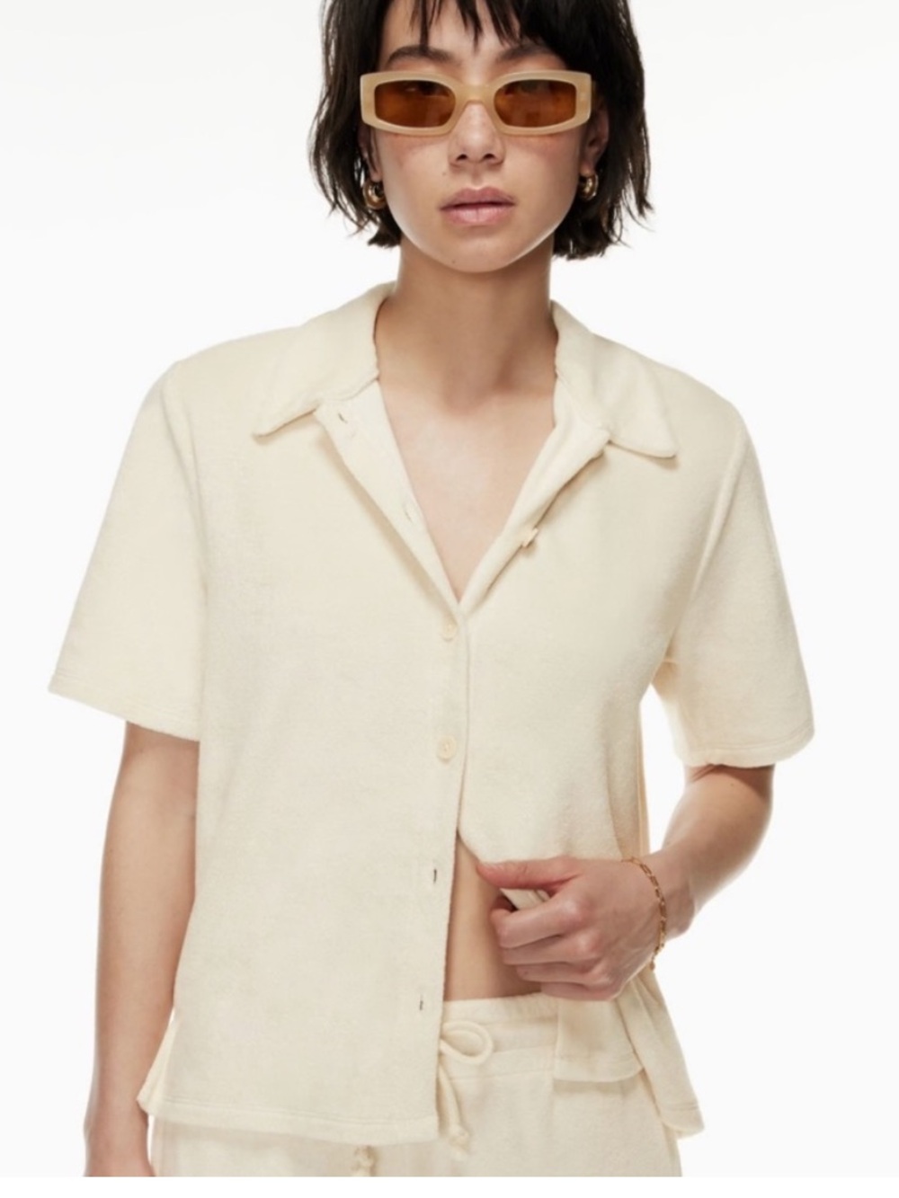 Aritzia Wilfred Free Sunny Terry Shirt Size S Birch Cream Resort